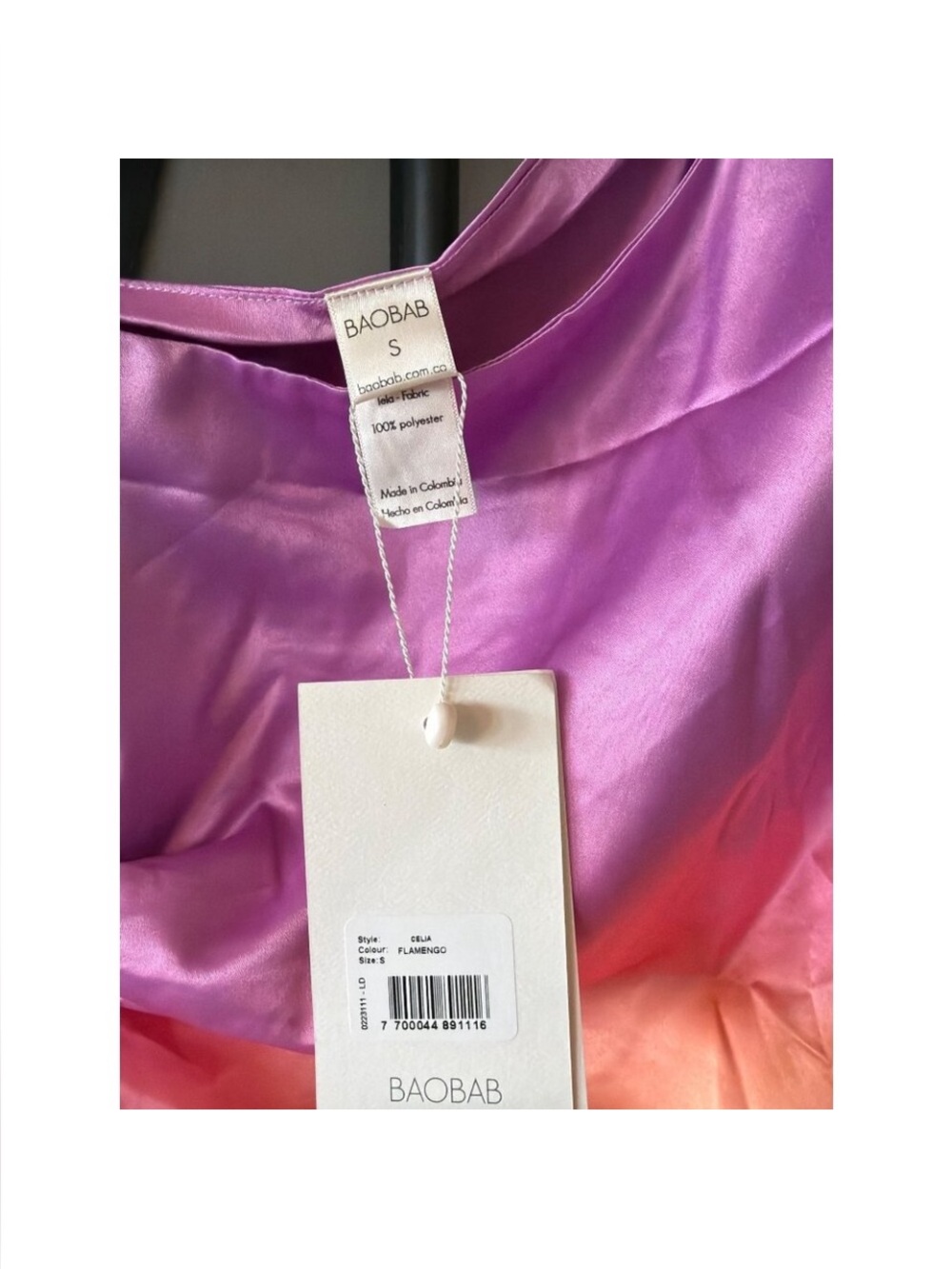 Baobab Celia Ombre Satin Mini Dress Flamengo Womens Size Small